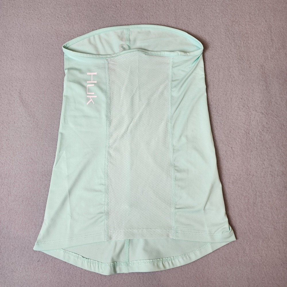 Huk Fishing Neck Gaiter Sun Shield Performance Mesh Seafoam Green Pink Logo NWOT